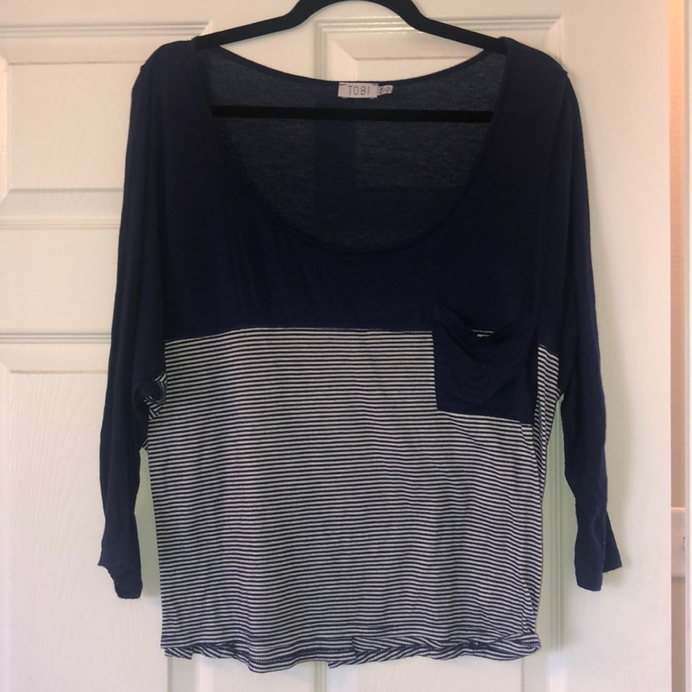 Tobi Blue striped long sleeve shirt